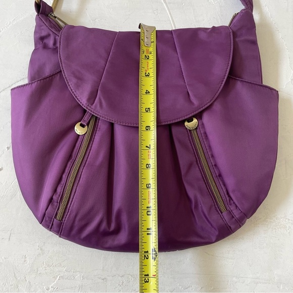 Travelon Purple Hobo Zip Crossbody 5 Point Anti Theft Purse Travel Bag - Picture 9 of 11